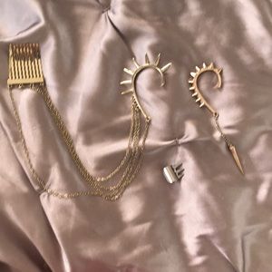 3 ear cuffs with spikes
